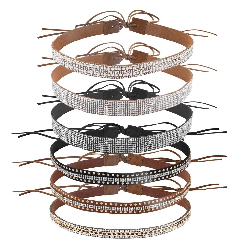 7278 6pcs Bling Rhinestone Hat Band, Cowboy Hat Band Multicolored Retro